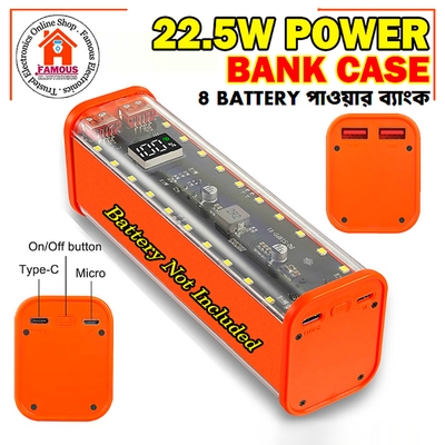 8*18650 Power Bank Case 22.5W Fast Charging Power Bank Case 18650 LED USB C Micro USB Ports Battery Storage Box For Huawei Xiaomi_img_0