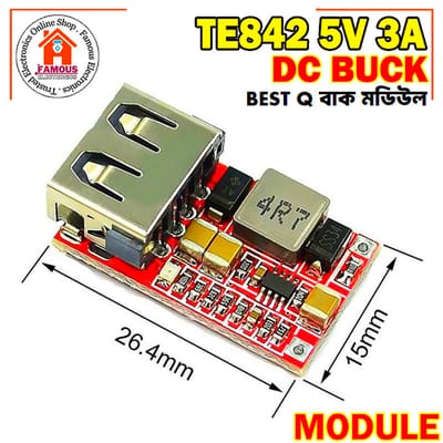 TE842 6-24V to 5V 3A Car, Bike USB Charger Module DC Buck step down Converter_img_0
