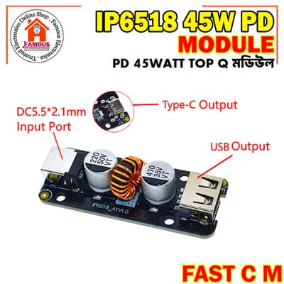 IP6518 Full Protocol 45W Fast Charging Module USB Charge Adapter Mini Power Supply Protection Board QC3.0 QC2.0 FCP BC1.2PD IP6518_img_4