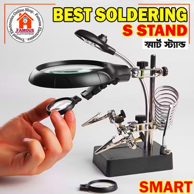 3 In 1 Welding Magnifying Glass LED Auxiliary Clip Magnifier with helping Hand Soldering Solder Iron Stand Holder_img_1