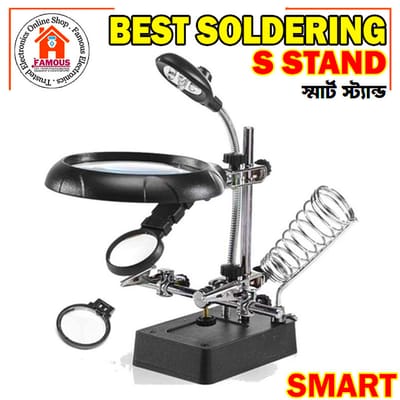3 In 1 Welding Magnifying Glass LED Auxiliary Clip Magnifier with helping Hand Soldering Solder Iron Stand Holder_img_0