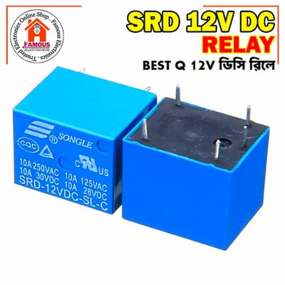 12V Relay 5 Pin 10A SRD-12VDC-SL-C PCB Mount Power Relay Switches_img_0