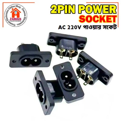1PCS 2 Pin AC Power Socket Panel Mount AC Power Plug Socket_img_0