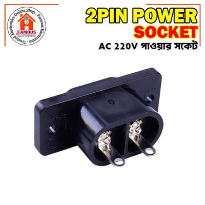 1PCS 2 Pin AC Power Socket Panel Mount AC Power Plug Socket_img_1
