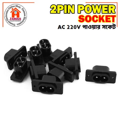 1PCS 2 Pin AC Power Socket Panel Mount AC Power Plug Socket_img_2