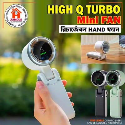 Turbo Fan 5 Speed Portable Mini Fan Rechargeable Handheld Cooling Fan for Travel_img_0