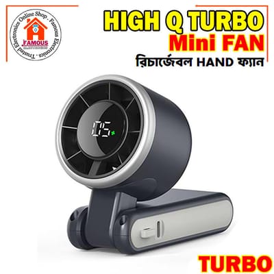 Turbo Fan 5 Speed Portable Mini Fan Rechargeable Handheld Cooling Fan for Travel_img_2