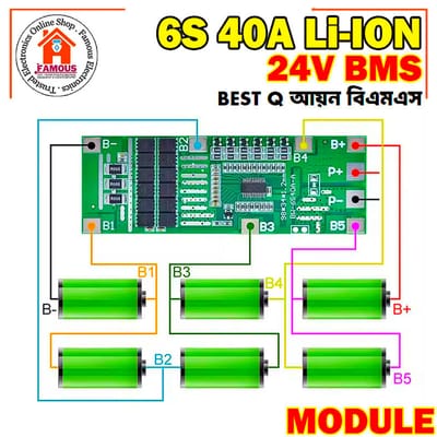 24V 6S 40A 18650 Li-Ion Lithium Battery Poretect Board Solar Lighting BMS PCB With Balance For E-bike Scooter_img_1