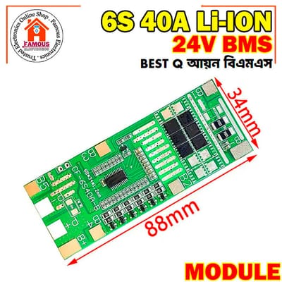 24V 6S 40A 18650 Li-Ion Lithium Battery Poretect Board Solar Lighting BMS PCB With Balance For E-bike Scooter_img_4