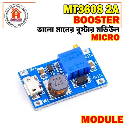 MT3608 Micro USB Step Up Boost Converter - Power Supply Boost Module DC To DC 2V-24V to 5V-28V 2A - Efficient Voltage Boosting Solution_img_1